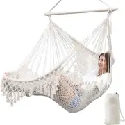 Hanging Chair Large Hammock Chair Soft Spun Cotton Rope Weav