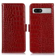RFID Blocking Phone Stand Case for Google Pixel 7a,Genuine Cowhide Leather Smartphone Wallet Cover