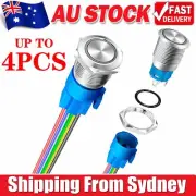 1-4PCS 12V 16mm Car Boat Push Button Metal Latching Switch LED Light Waterproof