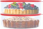 2 Pack Pie Carrier Cake Storage Container with Lid | 10.5" Large round Plastic C