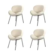Oikiture 4PCS Armchair Dining Chair Accent Chairs Tub Armchairs Sherpa White