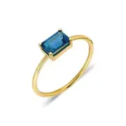 6Ct Emerald Cut Simulated London Blue Topaz Engagement Ring Sterling Silver 925