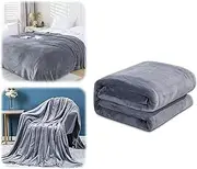Fleece Bed Blankets - Soft Lightweight Plush Fuzzy Cozy Blanket Microfiber Blanket-Sherpa Fleece Blanket, Warm and Soft Blanket for Bed, Sofa and Travel (Dark Grey, 50x70cm)