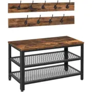 Cubilan Wall Shelf 28.7"x11.8" Decorative Set Coat Shoe Rack Bench Rustic Brown