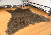 60 x 72 Brown Forrest Coyote Accents Faux Fur Area Rug Bearskin PlushFurEver