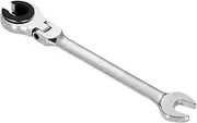 Flex-Head Tubing Ratchet Wrench, 15mm Double Open End Mirror Polish Ratchet Flare Nut Wrench for Car-Wrench and Hand Tools