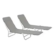 Folding Sun Loungers 2 Pcs Steel And Fabric