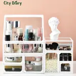 NORDIC STYLE CRYSTAL HANDLE GLASS MAKEUP STACKABLE ORGANIZER