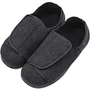 [MEJORMEN] Men's Diabetic Slippers Adjustable Touch Close Strap House Shoes Orthopedic Soft Comfortable Wide Width Footwear Relief for Wide Swollen Feet Edema Arthritis Elderly Men Dad Husband