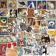 50PCS Medieval Cat Stickers Vintage Aesthetic Stickers Retro Cat Party Favors Medieval Cat Decoration Waterproof Vinyl Stickers