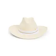 [Maison Michel] Maison Michel-Natural Beige Brisa Austin Denim Strass Hat-Donna M STAND