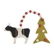 Mud Pie Double Farm Ornament, Cow, 4" x 5"