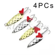 4x Sequin Artificial Hard Baits Spoon Lure with Treble Hook Pesca Fishing Tackle