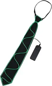 [Amosfun] 1pc Glow Tie LED Neon Lights LED Decor Shiny Tie Party Funny Tie Plastic Blue Halloween Decoration Costume Accessory Necktie Adjustable Accessories LED Neon Light Tie