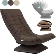 LIODUX Swivel Floor Chair, 5-Position Adjustable Folding Lazy Sofa Lounger Bed, Folding Floor Chair with Adjustable Backrest, for Home & Living Room, Chaise Lounge for Teens Adults (Coffee)