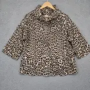 Chicos Top Womens Size 0 Small Black Leopard Animal Print Mock Neck Oversize L