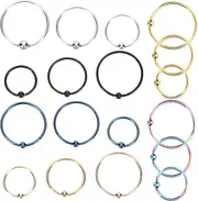 [TOGEVAL] 18pcs Circle Nose Ring Small Nose Studs Nose Hoops Nose Rings Studs Nose Ring Hoop Nose Studs Jewelry Ladies Jewelry Women Nose Rings Earrings Women Nose Studs Stainless Steel