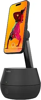 Belkin Stand Pro MMA008qc05BK Automatic Tracking Gimbal Stand with Apple DockKit, MagSafe 15W Rapid Charging, iPhone 15/14/13/12, Vlog Stabilizer, YouTube & TikTok Videos, Tracking Function, 5 Hours