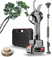 Electric Pruning Shears- 40mm Cutting with 2.1m Extension Poles，Professional Battery Branch Cutters for Orchards，Rechargeable Lithium Battery ，Working Hours 8-12h(2Battery)