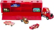 Disney Pixar Cars Lightning McQueen Mack Hauler with 6 Pull-Back Toy Car Playset