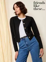 Friends Like These Black Gold Button Tailored Jacquard Blazer (AN3125) | $88
