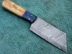 Stunning Custom Hand Made Damascus Steel Full Tang Butcher Knife , Mini Clever