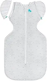 Love To Dream Swaddle Up Transition Bag Lite - Arms Up Position - 97% Cotton, 3% Elastane - Twin Zip for Nappy Changes - Zip Off Wings - Spring, Summer - Sleep Bag - 0.2TOG - Large(6-9 Months) - Grey