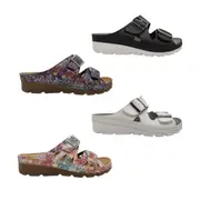 Carla Verde Cici Ladies Sandals Slip On Slides Hook and Loop Tabs Light Wedge Sole