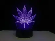 SMOKE WEED HERB 3D Acrylic LED 7 Colour Night Light Touch Table Desk Lamp Gift