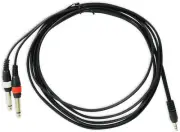 Rockville RNDSM10B 10' 3.5mm 1/8" TRS to Dual 1/4" TS Cable 100% Copper