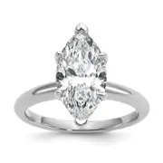 14k White Gold 3 Ct. Lab Grown Diamond VS/SI+ G+ Marquise Solitaire Engagement Ring