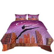 Art Deco Leap Night City Dancing Painting Coverlet