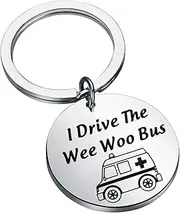 [FAADBUK] Ambulance Driver Keychain Responder Gift I Drive The Wee Woo Bus Emergency Vehicle Charm Emergency Nurse Gift