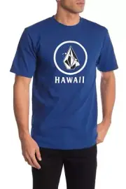 Volcom Surf Brand Men's Blue Short Sleeve T-Shirt Tee Hawaii Crisp HI Hawaiian S