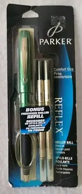 New Parker Reflex Comfort Grip Roller Ball Black Ink Medium Includes Refill. G