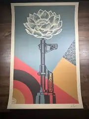 Shepard Fairey Obey Giant “AK-47 Lotus” Art Print Poster Signed Lithograph