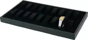 14-3/4'' x 8-1/4'' x 1-1/8'' Black Velvet 18 Slot Women Watch Tray Display Case