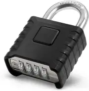 Heavy Duty Combination Padlock, 4 Digit Combination Lock Outdoor, One-Touch U...