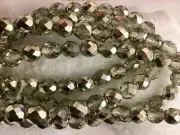 25 Mint Green Metallic Faceted Round Glass Beads 8MM