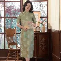 在飛比找Yahoo!奇摩拍賣優惠-快速到貨 貝之韻復古風氣質優雅古法旗袍真開襟年春季新款老上海