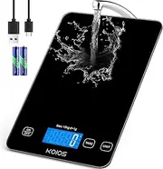 [KOIOS] Food Scale, 33lb/15kg Digital Kitchen Scale Weight in Grams and Ounces for Cooking Baking, 1g/0.1oz Precise Graduation, Batteries and Type-C Charging, Tare Function, LCD Display, Black