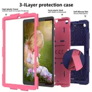 Silicone+PC Case 3-Layer Anti-fall Protective Cover Tablet Stand For Samsung Galaxy Tab A 10.1 inch T510(2019)-9navy hotpink