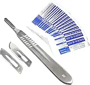 1 Stainless Steel Scalpel Knife Handle #4 With 20 Sterile Scalpel Blades #20 & #21 (AAPro Brand)