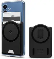 SPIGEN Valentinus MagFit+ for Galaxy S25 Series/S24 FE/Plus/Ultra/S23 FE/Pixel/iPhone MagSafe Case Card Holder, Built-in Magnetic Ring, PU Leather Coating Anti Slip Up to 3 Cards Phone Wallet - Black