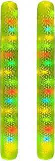 Blow Up Pool Swimming Noodles | 2X Blow Up Pool Sticks for Travel | Giant Outdoor Water Floating Toy, Built-in Shiny Colorful Light for Swimming Beach Lake Party