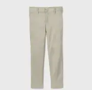 Boys' Flat Front Stretch Uniform Straight Fit Pants - Cat & Jack™ Light Khaki