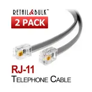 ( 2 Pack ) Short Telephone Cable RJ11 Phone Line Cord. 5, 6, 8, 12, 18, 24 inch