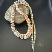 Blue Turquoise Orange Spiny Oyster Santo Domingo Necklace 30” 17754