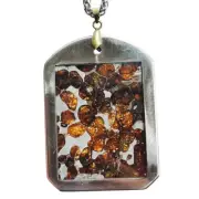 Kenya Olive Meteorite Pendant Serico Olive Meteorite Slice Necklace Gift-QB110