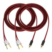 2 Pcs Gold Plated RCA Audio Cable, 1 RCA to 2 4mm Banana Plug, 16.4ft
